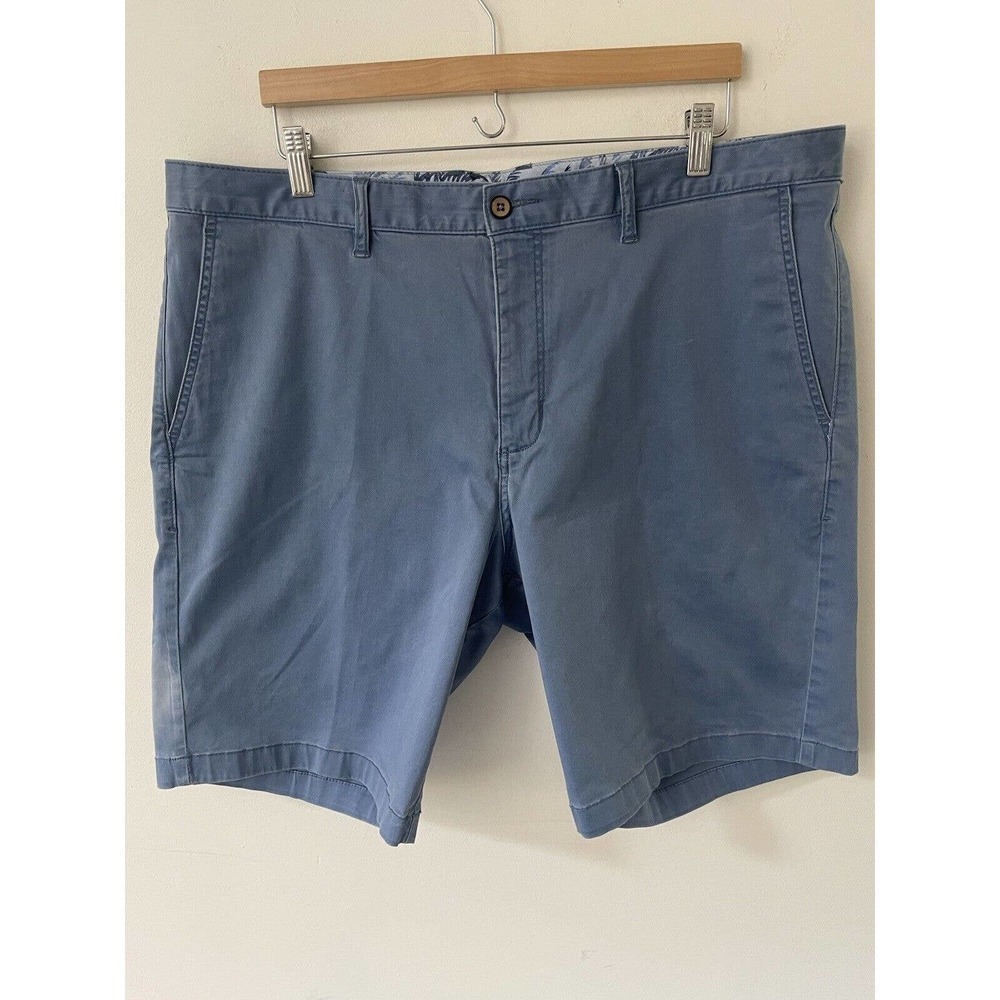 Tommy Bahama Mens Size 40 Flat Front Cotton Tencel Blend Navy Blue Chino Shorts